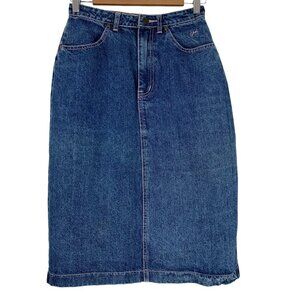York Jean Skirt Size 26" Waist A Line Medium Wash Denim Skirt Back Slit